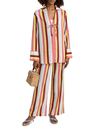 Solid & Striped Women's The Ashling Striped Drawstring Pants - Symi Stripe - Size XS | Thumbnail 2