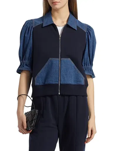 Cinq à Sept Women's Susan Two-Tone Cotton-Blend Jacket - Ruisseau Navy | Thumbnail 3 Cinq à Sept Women's Susan Two-Tone Cotton-Blend Jacket - Ruisseau Navy | Thumbnail 3