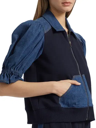 Cinq à Sept Women's Susan Two-Tone Cotton-Blend Jacket - Ruisseau Navy | Thumbnail 6 Cinq à Sept Women's Susan Two-Tone Cotton-Blend Jacket - Ruisseau Navy | Thumbnail 6
