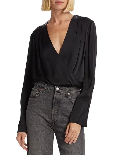 Favorite Daughter Women's Date Surplice Blouse - Black - Size XS | Thumbnail 3 Favorite Daughter Women's Date Surplice Blouse - Black - Size XS | Thumbnail 3