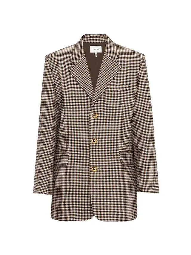FRAME Women's The Houndstooth Wool-Blend Blazer - Blue Pattern