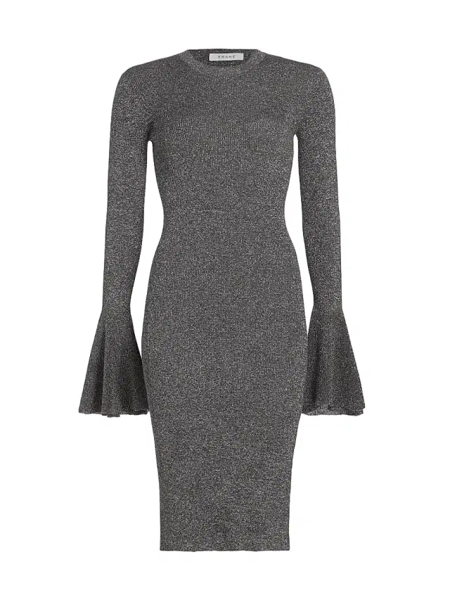 FRAME Women's Godet Lurex Body-Con Dress - Silver