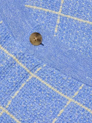 Guest in Residence Women's Windowpane Check Cashmere-Linen Shorts - Delft Blue Butter | Thumbnail 7 Guest in Residence Women's Windowpane Check Cashmere-Linen Shorts - Delft Blue Butter | Thumbnail 7