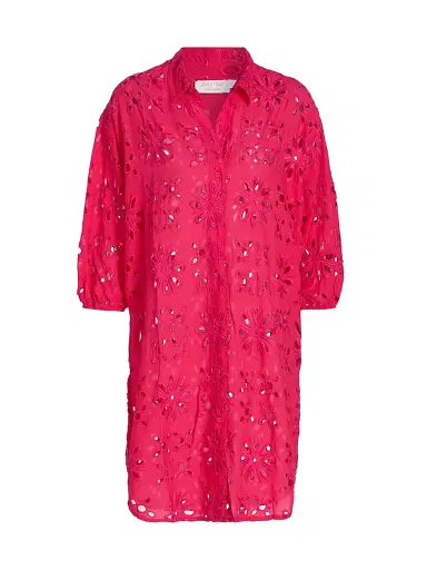 Johnny Was Women's Eyelet Button-Front Shirtdress - Raspberry | Thumbnail 1