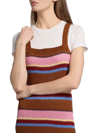 Guest In Residence Women's Palazzo Striped Silk-Linen Midi Dress - Burnt Sienna Combo - Size XL | Thumbnail 6