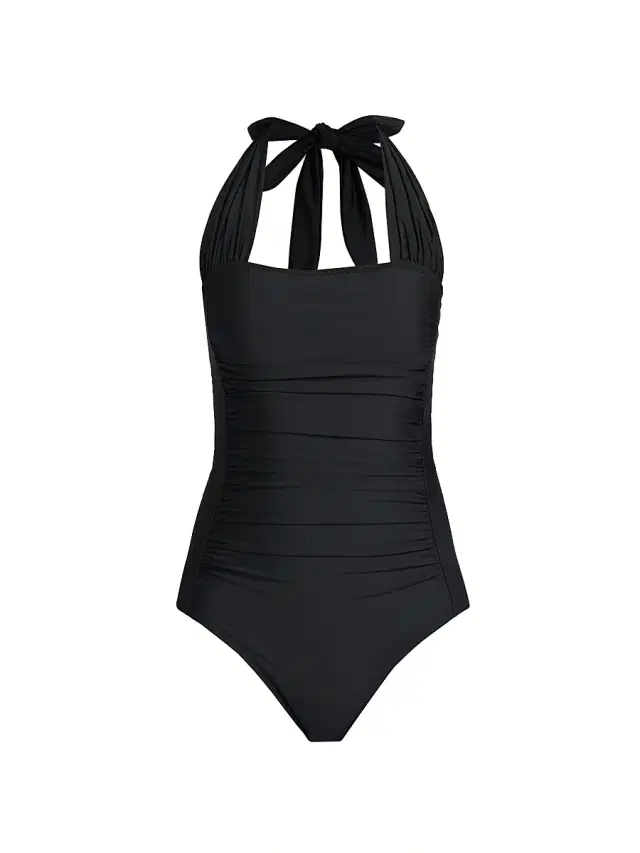 Johnny Was Women's Ruched Halter One-Piece Swimsuit - Black
