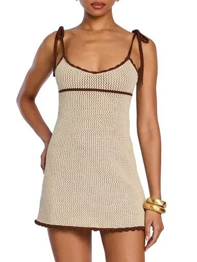 SEROYA Women's Malkie Cotton Knit Minidress - Almond Cocoa Brown - Size XL | Thumbnail 3 SEROYA Women's Malkie Cotton Knit Minidress - Almond Cocoa Brown - Size XL | Thumbnail 3