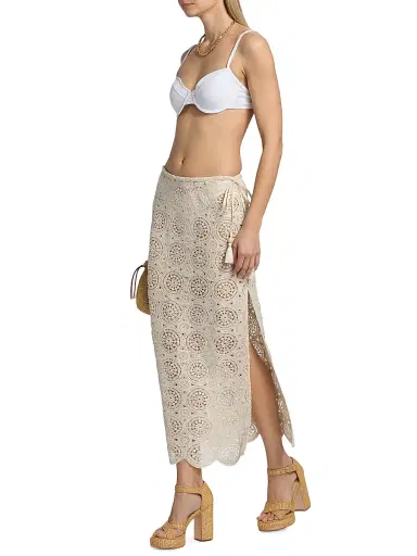 Ramy Brook Women's Karina Crochet Cover-Up Skirt - Neutral Foil Crochet - Size XL | Thumbnail 2