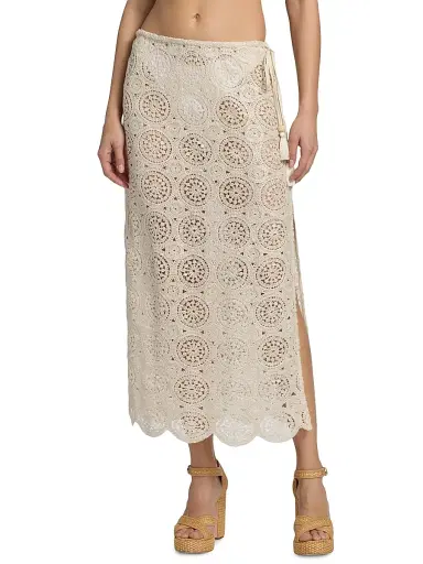 Ramy Brook Women's Karina Crochet Cover-Up Skirt - Neutral Foil Crochet - Size XL | Thumbnail 3