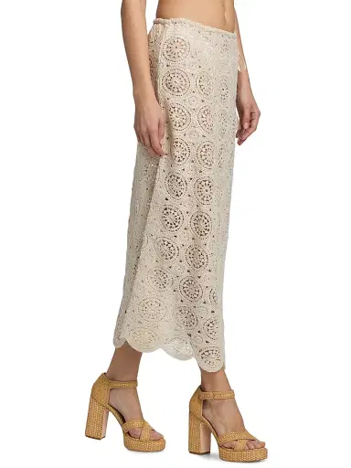 Ramy Brook Women's Karina Crochet Cover-Up Skirt - Neutral Foil Crochet - Size XL | Thumbnail 4