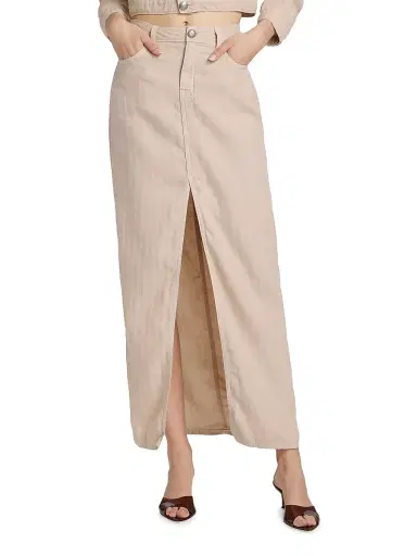 L'AGENCE Women's Carmy Denim Maxi Skirt - Cement | Thumbnail 3 L'AGENCE Women's Carmy Denim Maxi Skirt - Cement | Thumbnail 3