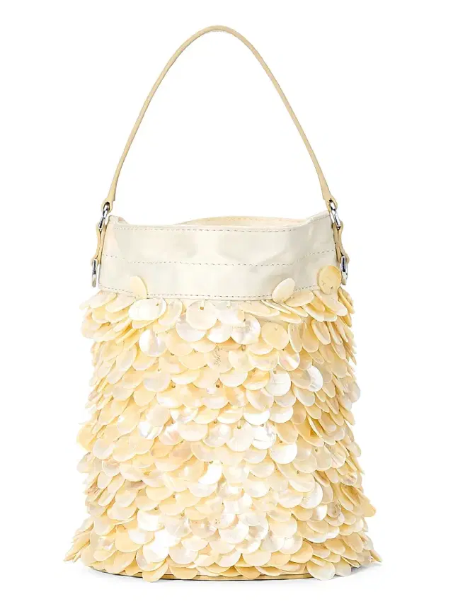 Staud Women's Lila Mini Mother-Of-Pearl Bucket Bag - Cream