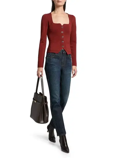 Staud Women's Rachela Knit Button-Front Top - Sangria | Thumbnail 2 Staud Women's Rachela Knit Button-Front Top - Sangria | Thumbnail 2