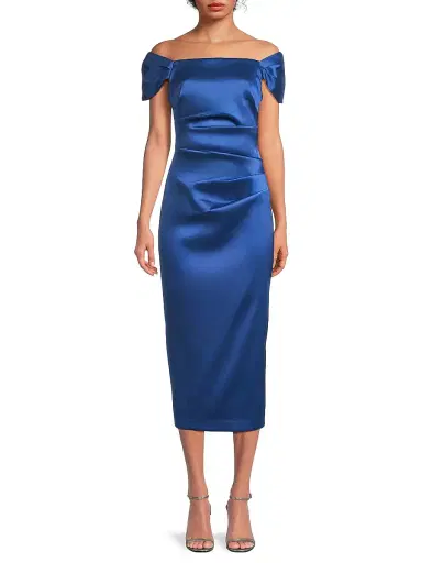 Aidan Mattox Women's Stretch Mikado Off-the-Shoulder Midi-Dress | Thumbnail 3