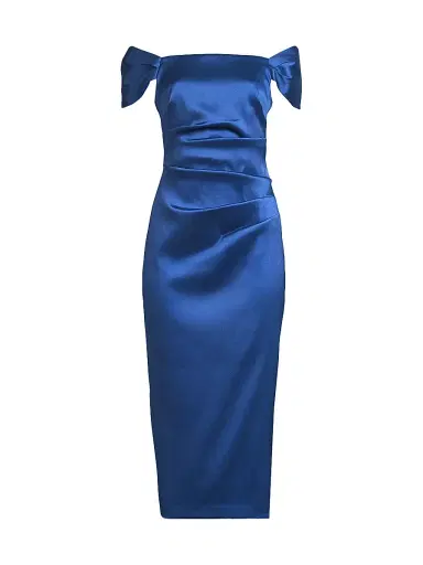 Aidan Mattox Women's Stretch Mikado Off-the-Shoulder Midi-Dress | Thumbnail 1