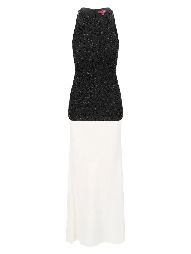 Staud Women's Gabrielle Bead-Embellished Colorblocked Maxi Dress - Black
