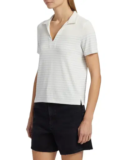rag & bone Women's The Knit Stripe Polo Shirt - Pale | Thumbnail 4 rag & bone Women's The Knit Stripe Polo Shirt - Pale | Thumbnail 4
