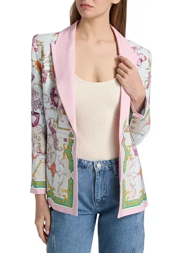 L'Agence Women's Gweny Scarf-Print Relaxed Blazer | Thumbnail 3 L'Agence Women's Gweny Scarf-Print Relaxed Blazer | Thumbnail 3