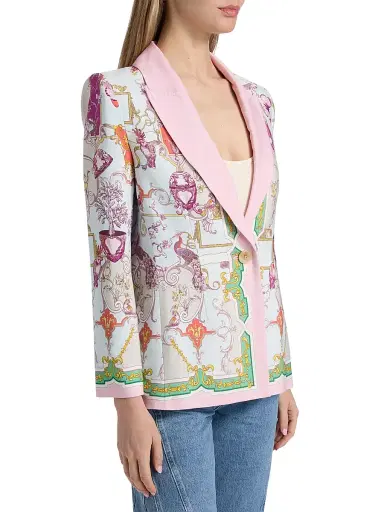 L'Agence Women's Gweny Scarf-Print Relaxed Blazer | Thumbnail 4 L'Agence Women's Gweny Scarf-Print Relaxed Blazer | Thumbnail 4