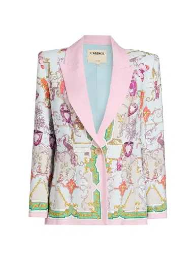 L'Agence Women's Gweny Scarf-Print Relaxed Blazer | Thumbnail 1 L'Agence Women's Gweny Scarf-Print Relaxed Blazer | Thumbnail 1