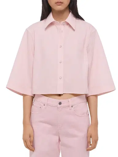 Helmut Lang Women's Cotton Crop Trench Shirt - Peony | Thumbnail 2