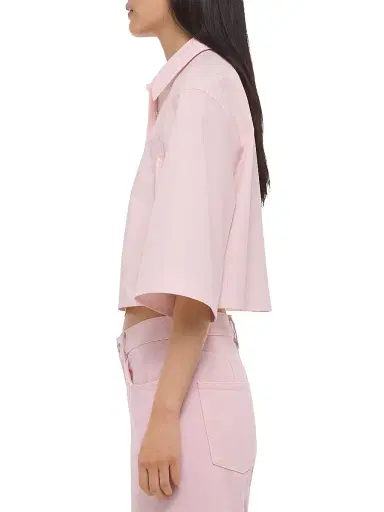 Helmut Lang Women's Cotton Crop Trench Shirt - Peony | Thumbnail 3