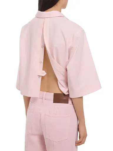 Helmut Lang Women's Cotton Crop Trench Shirt - Peony | Thumbnail 4
