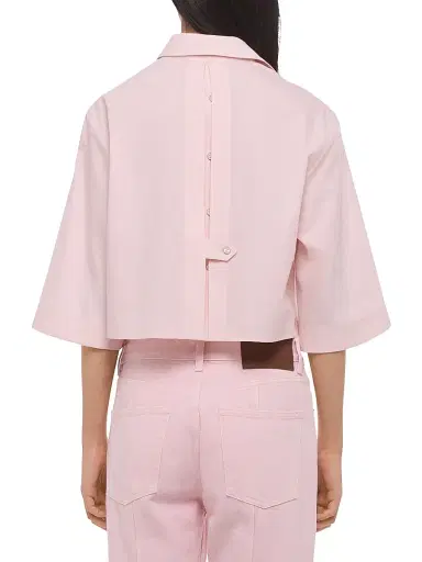 Helmut Lang Women's Cotton Crop Trench Shirt - Peony | Thumbnail 5