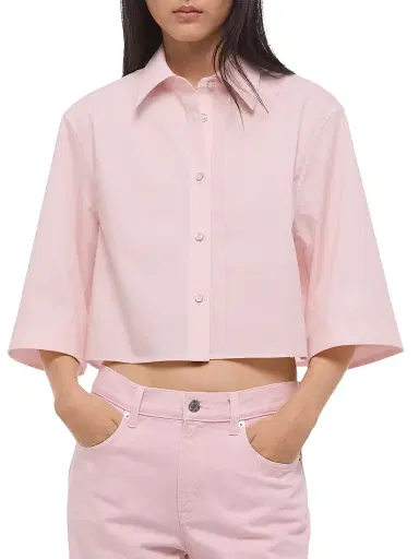 Helmut Lang Women's Cotton Crop Trench Shirt - Peony | Thumbnail 6