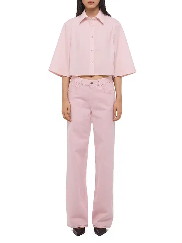 Women's Cotton Crop Trench Shirt - Peony