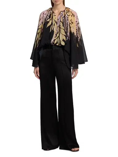 Kobi Halperin Women's Cara Leaves Blouse - Black Pink - Size Large | Thumbnail 2 Kobi Halperin Women's Cara Leaves Blouse - Black Pink - Size Large | Thumbnail 2