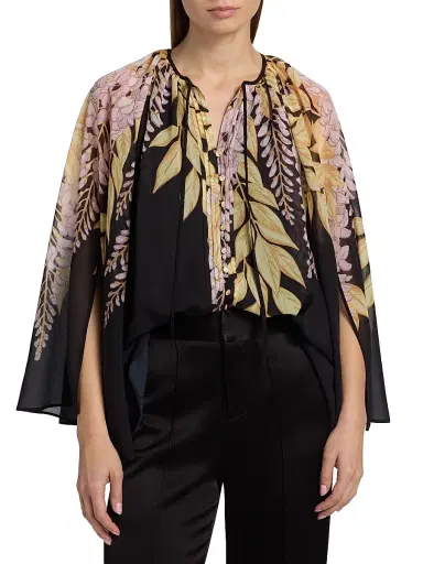 Kobi Halperin Women's Cara Leaves Blouse - Black Pink - Size Large | Thumbnail 3 Kobi Halperin Women's Cara Leaves Blouse - Black Pink - Size Large | Thumbnail 3