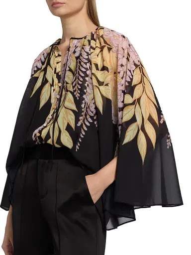 Kobi Halperin Women's Cara Leaves Blouse - Black Pink - Size Large | Thumbnail 6 Kobi Halperin Women's Cara Leaves Blouse - Black Pink - Size Large | Thumbnail 6