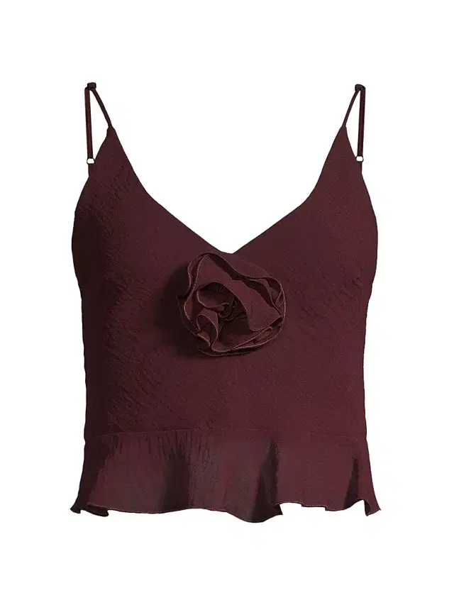 Delfi Women's Anya Floral Appliqué Tank - Eggplant