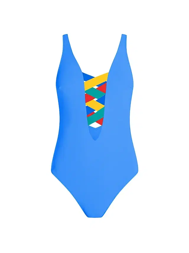 Valimare Women's St. Martin Lattice One-Piece - Blue