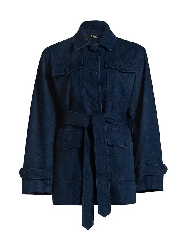 If Only Studio Women's Denim Belted Jacket - Dark Denim