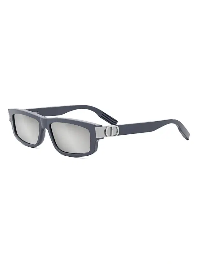 Dior Men's CD Icon S2I 55MM Rectangular Sunglasses - Grey Smoke Mirror
