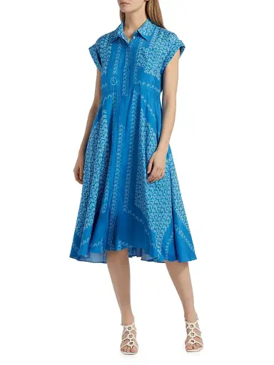 Toccin Women's Serena Floral Belted Shirtdress - Azure Scarf Print | Thumbnail 6 Toccin Women's Serena Floral Belted Shirtdress - Azure Scarf Print | Thumbnail 6