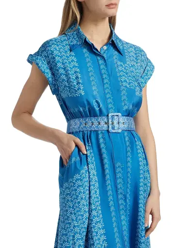 Toccin Women's Serena Floral Belted Shirtdress - Azure Scarf Print | Thumbnail 7 Toccin Women's Serena Floral Belted Shirtdress - Azure Scarf Print | Thumbnail 7