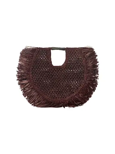 BTB Los Angeles Women's Haden Fringed Raffia Tote Bag - Chocolate | Thumbnail 1