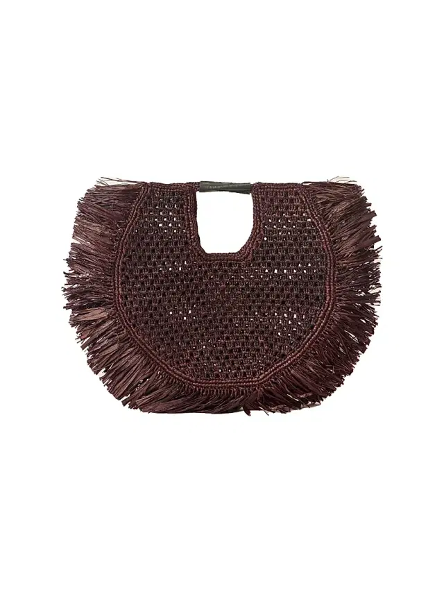 Women's Haden Fringed Raffia Tote Bag - Chocolate