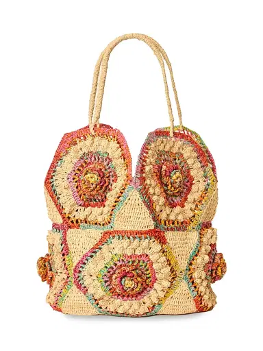 BTB Los Angeles Women's Hazel Floral Woven Raffia Tote Bag | Thumbnail 1 BTB Los Angeles Women's Hazel Floral Woven Raffia Tote Bag | Thumbnail 1
