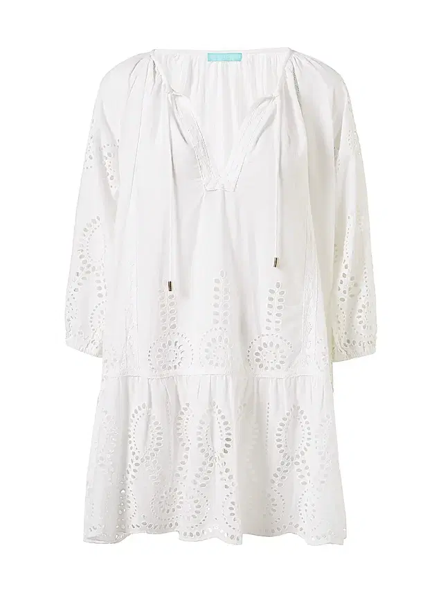 Women's Ashley Eyelet Cotton Cover-Up Minidress - White