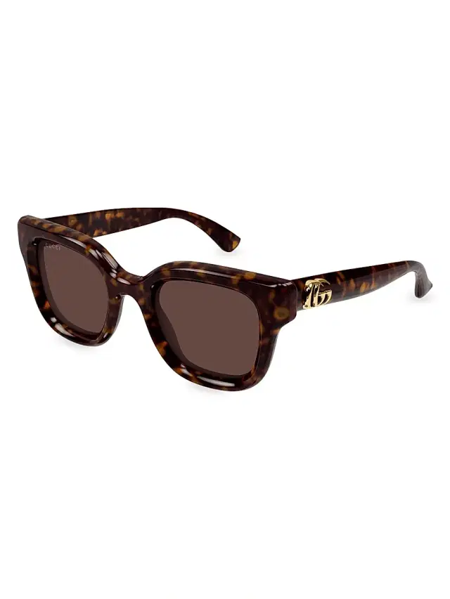 Women's GG Bag 49MM Round Sunglasses - Havana Brown