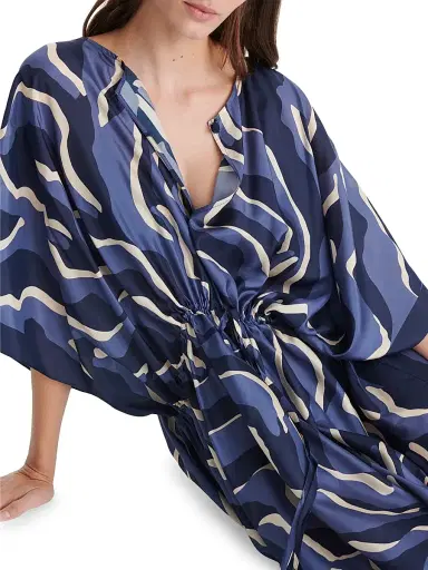 ERES Women's Archipel Printed Silk Drawstring Caftan - Sirene | Thumbnail 4
