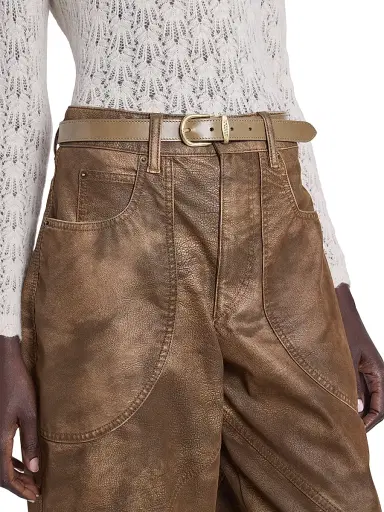 Isabel Marant Women's Zadd Leather Belt - Khaki | Thumbnail 2