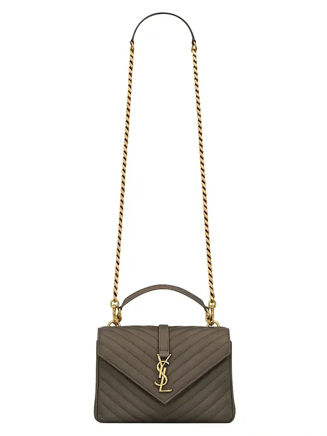 Women's College  Shoulder Bag in Quilted Leather - Light Musk