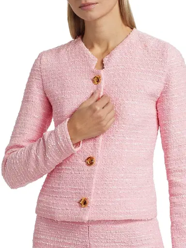 Giambattista Valli Women's Cotton-Blend Bouclé Jacket - Quartz Rose - Size 2 | Thumbnail 6 Giambattista Valli Women's Cotton-Blend Bouclé Jacket - Quartz Rose - Size 2 | Thumbnail 6