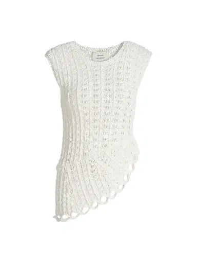 Loulou de Saison Women's Saez Crochet Asymmetric Sleeveless Top - | Thumbnail 1