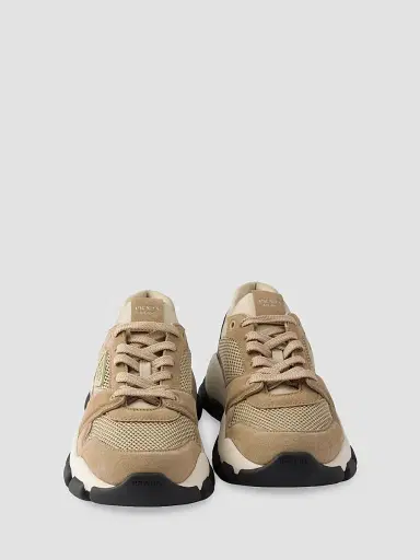 Prada Women's Mesh Fabric and Suede Sneakers - Beige Khaki - Size 11.5 | Thumbnail 4